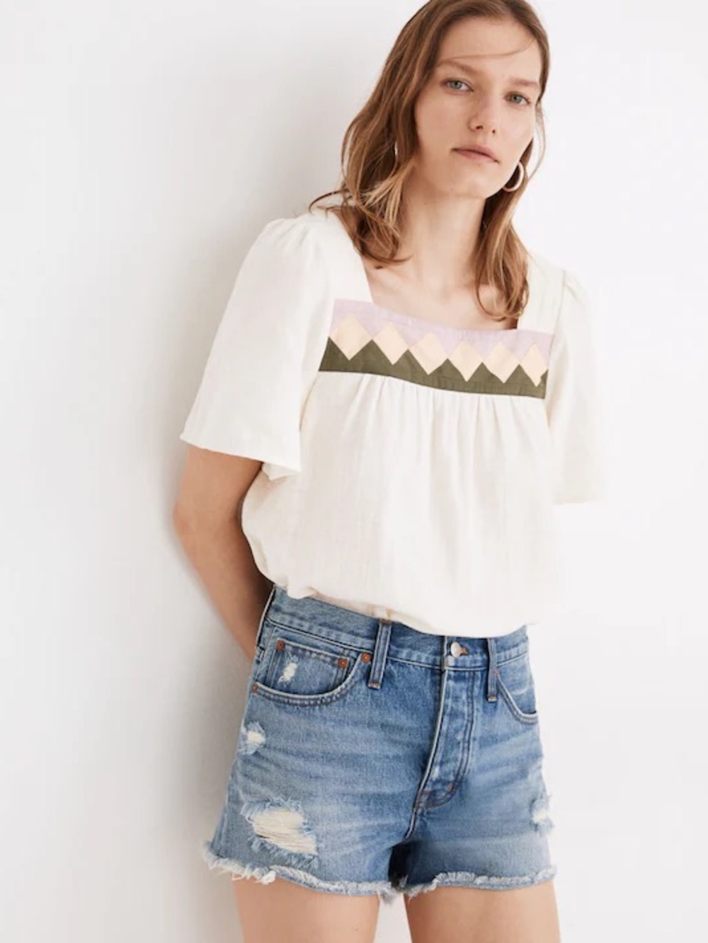 Madewell Relaxed Denim Shorts in Homecrest Wash: Ripped Edition